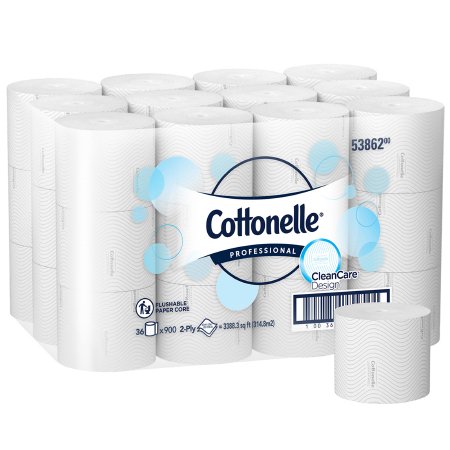 Kimberly Clark Toilet Tissue Cottonelle® White 2-Ply Standard Size Cored Roll 900 Sheets 2.7 X 4 Inch - Case of 36 - 53862-CS