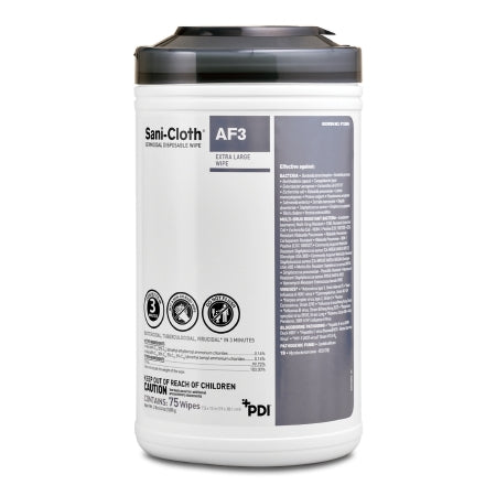 Professional Disposables Sani-Cloth® AF3 Surface Disinfectant Cleaner Premoistened Germicidal Manual Pull Wipe 75 Count Canister Mild Scent NonSterile - CN/75 - P72584-CN