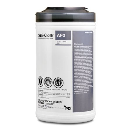 Professional Disposables Sani-Cloth® AF3 Surface Disinfectant Cleaner Premoistened Germicidal Manual Pull Wipe 75 Count Canister Mild Scent NonSterile - Case of 450 - P72584-CS