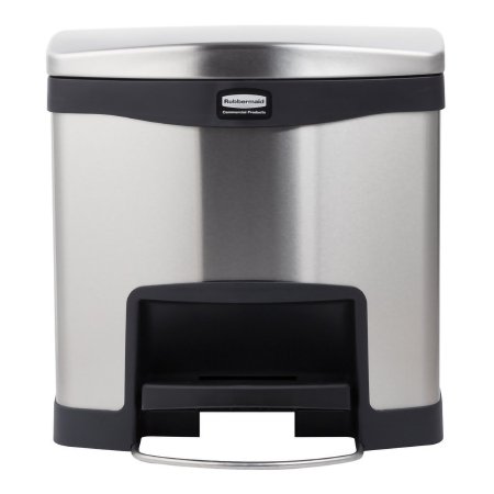RJ Schinner Co Trash Can Rubbermaid® Slim Jim® 4 gal. Rectangle Black / Silver Stainless Steel Step On - Each - 1901982-EA