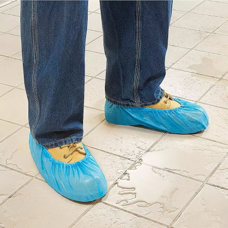 Uline Non-medical Shoe Cover Bootie Butler™ One Size Fits Most Shoe High Blue NonSterile - Pack of 55 - S-21126-PK