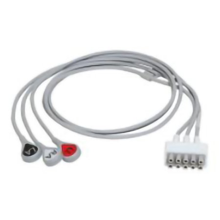 Soma Technology ECG Leadwire Set CARESCAPE™ ONE 3-lead, snap, AHA, 74 cm/29 in For use wtih Patient Monitoring - Each - AE1021-EA