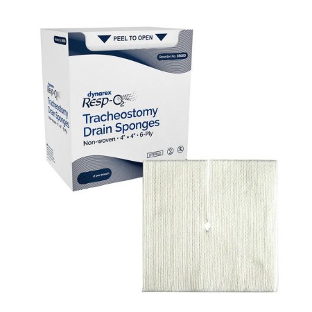 Dynarex Drain Sponge Dynarex Resp-O2™ 4 X 4 Inch Sterile 6-Ply - Pack of 12 - 35050-PK