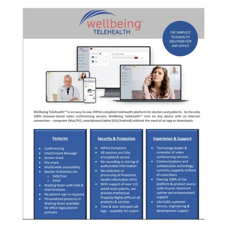 Florida Medical Sales Video Software System Wellbeing Telehealth™ - Each - WELL-TELH12-EA