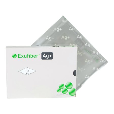 Molnlycke Silver Gelling Fiber Dressing Exufiber Ag+ 4 X4 Inch Square Sterile - Case of 60 - 603425-CS