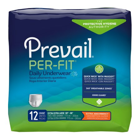 First Quality Unisex Adult Absorbent Underwear Prevail® Per-Fit® Pull On with Tear Away Seams 2X-Large Disposable Heavy Absorbency - Pack of 12 - PF-517-PK