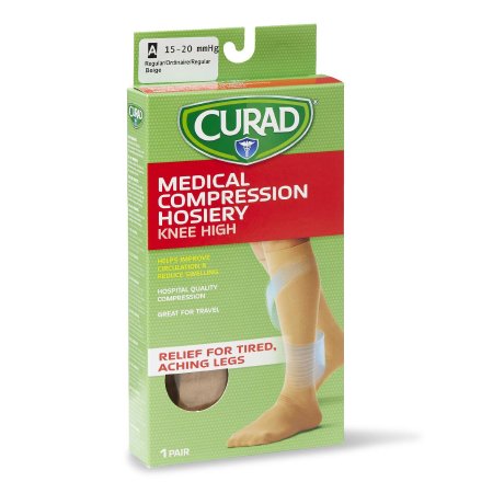Medline Compression Stocking Curad® Knee Hight Size E Tan Closed Toe - Pair - MDS1700ETH-PR