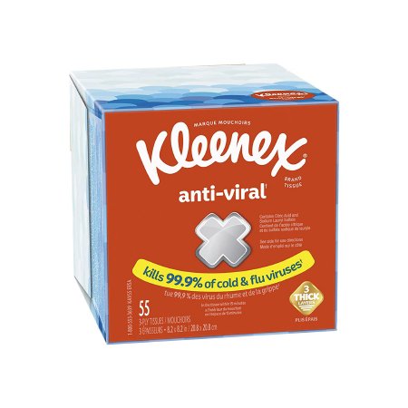 Kimberly Clark Kleenex® Anti-Viral Facial Tissue White 8-1/5 X 8-1/5 Inch 55 Count - Case of 1485 - 54505-CS