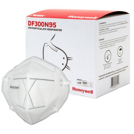 Honeywell Safety Products Particulate Respirator Mask Honeywell Industrial N95 Flat Fold Molded Cup Elastic Strap One Size Fits Most White NonSterile Not Rated Adult - Box of 20 - DF300N95BX-BX
