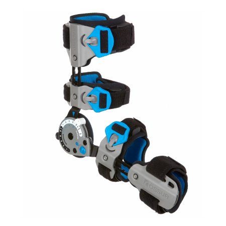 Ossur Post-Op Elbow Brace Rebound® One Size Fits Most D-Ring / Hook and Loop Strap Closure Left Arm Black / Blue / Gray - Each - B-8391680-EA