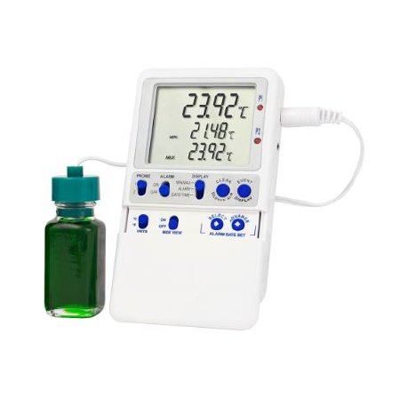 Horizon Scientific Inc Temperature Data Logger with Alarm American Biotech Supply Fahrenheit / Celsius -58Â° to +140Â°F (-50Â° to +60Â°C) Bottle Probe Multiple Mounting Options Battery Operated - Each - ABS-DDL1-18-EA