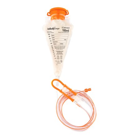 Zevex Enteral Feeding Pump Bag Set with ENFit® Connector Infinity® Orange™ 100 mL Silicone NonSterile ENFit® Connector - Case of 30 - INF0100-E-CS
