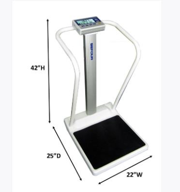 Befour Column Scale with Handrail Befour Digital Display 1000 lbs Silver Battery Operated - Each - MX310-KG-EA