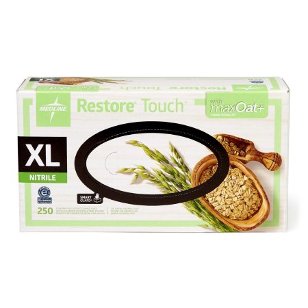 Medline Exam Glove Restore® Touch X-Large NonSterile Nitrile Standard Cuff Length Textured Fingertips Green Chemo Tested - Box of 250 - OAT3004-BX