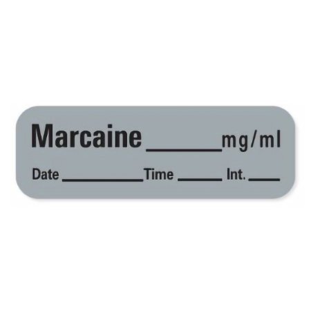 Precision Dynamics Drug Label PDC Anesthesia Label Marcaine____mg/ml Date_Time_Int Gray 1/2 X 1-1/2 Inch - Roll of 600 - LAN-64-RL