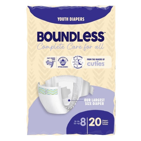 First Quality Unisex Youth Incontinence Brief Boundless™ Size 8 Disposable Heavy Absorbency - Bag of 20 - CR8001-BG