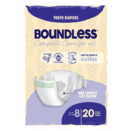 First Quality Unisex Youth Incontinence Brief Boundless™ Size 8 Disposable Heavy Absorbency - Bag of 20 - CR8001-BG
