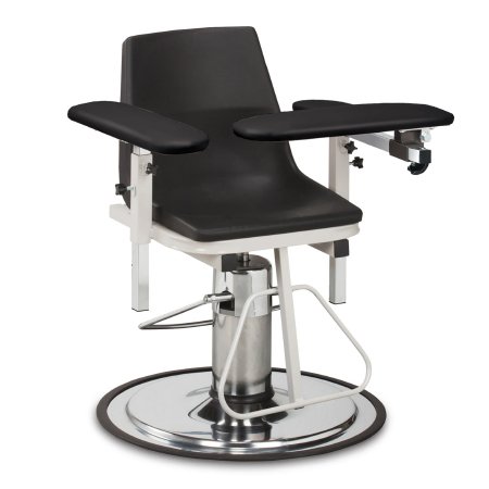 Market Lab Inc Hydraulic Blood Draw Chair Padded Arms Black - Each - 15973-BK-EA