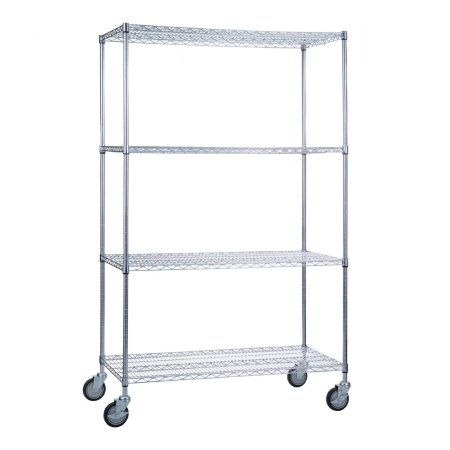 R & B Wire Products Linen Cart 4 Shelves 1000 lb. Weight Capacity Wire 5 Inch Casters, 2 Locking - Each - LC243672-EA