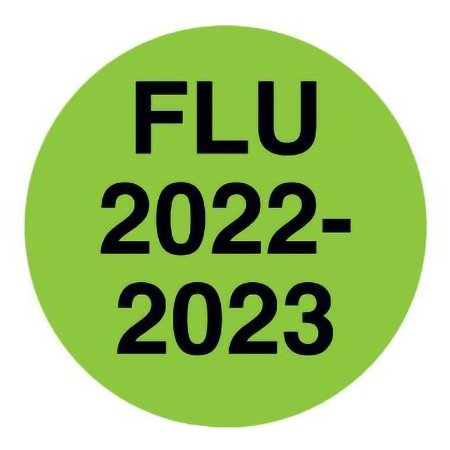 United Ad Label Preprinted Label UAL Advisory Label Green Fluorescent paper Flu 2022-2023 Black 1/2 Diameter - Roll of 1 - ULFLU2223-RL