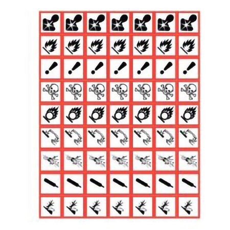Shamrock Scientific Pre-Printed Label Shamrock Warning Label Black / Red / White Kimdura Symbols (GHS Compliance) Biohard / Chemical Symbols 1 X 1 Inch - Pack of 25 - GHS-PIC-1-PK