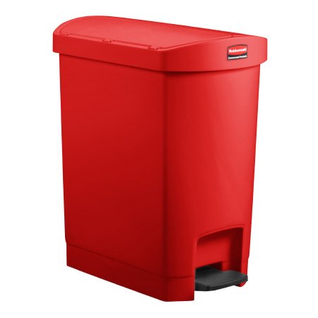 RJ Schinner Co Trash Can Rubbermaid® Slim Jim® 8 gal. Rectangle Red Plastic Step On - Each - 1883565-EA