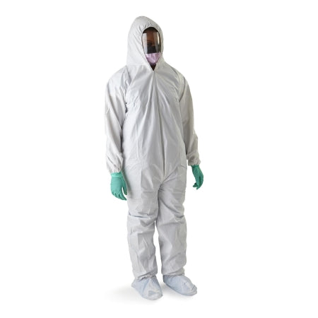 Medline Coverall with Hood and Boot Covers Medium White Disposable NonSterile - Case of 25 - NONCV980M-CS