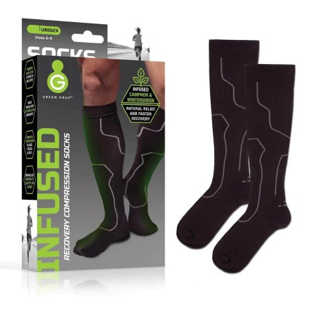 Green Drop Compression LLC Compression Socks Green Drop™ Knee High Large / X-Large Black Closed Toe - Each - SOX-1455-EA