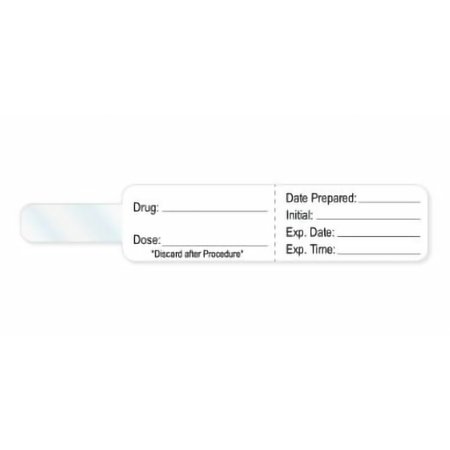PDC Healthcare Pre-Printed Label PDC® Anesthesia Label White Drug_ Date_Int_Exp Date_Exp TIme_ Discard after Procedure Black Syringe Label 3/4 X 4 Inch - Roll of 1 - SYRFLG-B02-RL