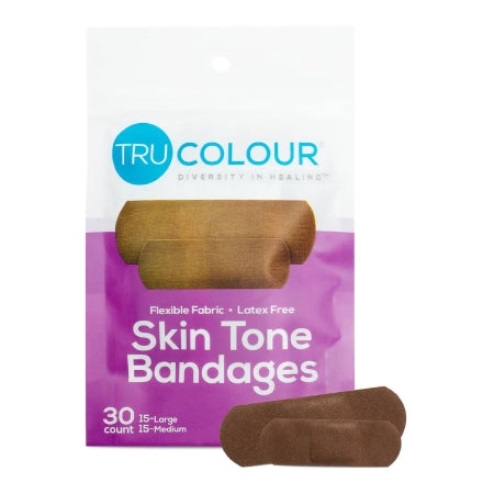 Tru-Colour Products LLC Waterproof Adhesive Strip Tru-Colour® 1 X 3 Inch Fabric Rectangle Dark Brown Sterile - Pack of 30 - TCB-141-PK
