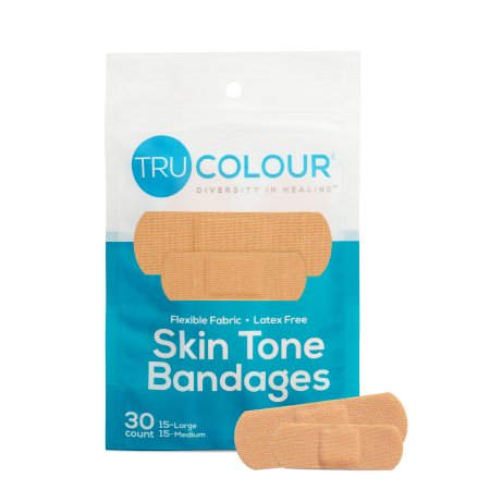 Tru-Colour Products LLC Waterproof Adhesive Strip Tru-Colour® 1 X 3 Inch Fabric Rectangle Beige Sterile - Pack of 30 - TCB-161-PK