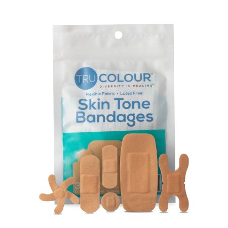 Tru-Colour Products LLC Waterproof Adhesive Strip Tru-Colour® Assorted Sizes Fabric Rectangle / Spot / Patch / Fingertip / Knuckle Beige Sterile - Pack of 30 - TCB-AASD-PK