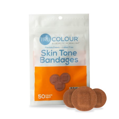 Tru-Colour Products LLC Waterproof Adhesive Strip Tru-Colour® Fabric Spot s/b Round Brown Sterile - Pack of 50 - TCB-NDOT-PK