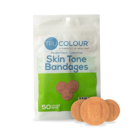 Tru-Colour Products LLC Waterproof Adhesive Strip Tru-Colour® Fabric Spot s/b Round Olive Sterile - Case of 2500 - TCB-GDOT-CS