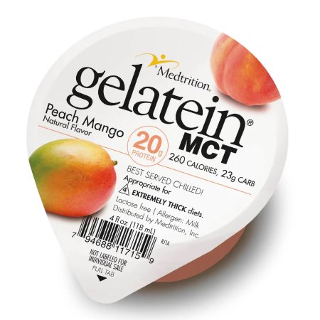 Medtrition/National Nutrition Oral Supplement Gelatein® MCT Peach Mango Flavor Gel 4 oz. Cup - Case of 30 - 11715-CS