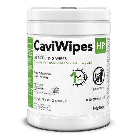 Metrex Research CaviWipes™ HP Surface Disinfectant Cleaner Peroxide Based Manual Pull Wipe 160 Count Canister Scented NonSterile - CN/1 - 16-1100-CN