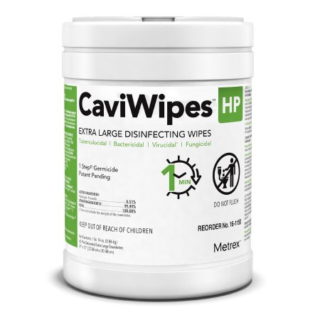 Metrex Research CaviWipes™ HP XL Surface Disinfectant Cleaner Peroxide Based Manual Pull Wipe 65 Count Canister Scented NonSterile - CT/1 - 16-1150-CT