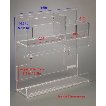 Poltex Inc Exam Room Organizer Poltex Wall Mount 4-Box Capacity Clear 9-1/2 X 8-1/2 to 12 X 16 Inch Acrylic - Each - EXRMORG2-EA