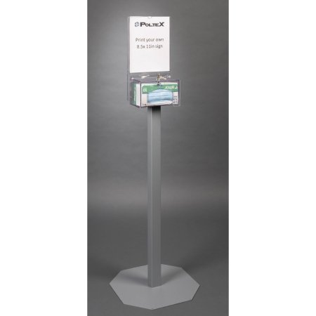 Poltex Inc Mask Dispenser Poltex Floor Stand 1-Box Capacity Clear 5 X 7-3/4 Inch PETG / Steel - Each - MASKBXLOK1-2STL-SLV-EA