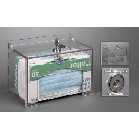 Poltex Inc Mask Dispenser Poltex Magnet Mount 1-Box Capacity Clear 5 X 7-3/4 Inch PETG - Each - MASKBXLOK1-M-EA