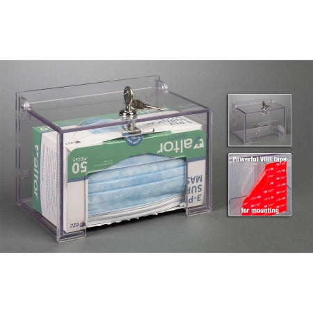 Poltex Inc Mask Dispenser Poltex VHB Tape Mount 1-Box Capacity Clear 4-1/4 X 5-1/2 X 7-3/4 Inch PETG - Each - MASKBXLOK1-T-EA