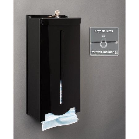 Poltex Inc Bulk Mask Dispenser Poltex Wall Mount Black 4 X 7-1/4 X 15.4 Inch Acrylic - Each - MSKLOKBLK-W-EA