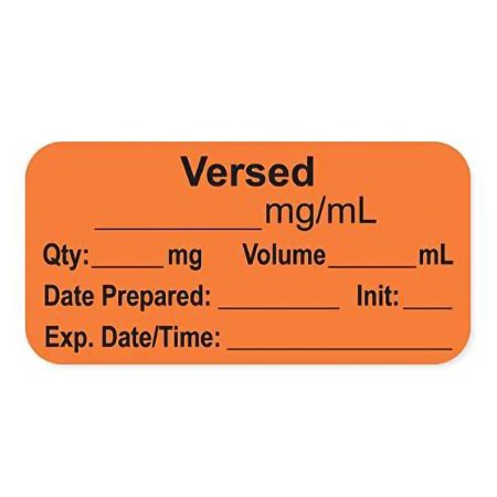 Precision Dynamics Drug Label PDC Anesthesia Label Tape Versed_mg/mL Date_Time_Int_ Orange 3/4 X 1-1/2 Inch - Each - LAN-2-149-EA