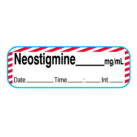 Shamrock Scientific Drug Label Shamrock Anesthesia Label Neostigmine _____ mg / mL / Date _____ Time _____ Int. _____ Blue / Red / White 1/2 X 500 Inch - Roll of 1 - SA-231-DTI-PRE-RL