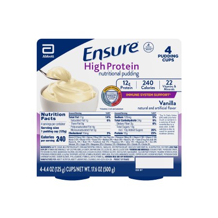 Abbott Nutrition Oral Supplement Ensure® High Protein Nutritional Pudding Vanilla Flavor Pudding 125 Gram Cup - Pack of 4 - 68589-PK
