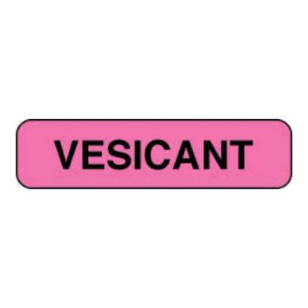 Precision Dynamics Pre-Printed Label pdc Advisory Label Fluorescent Pink Paper Permanent VESICANT Black Communication Label 3/8 X 1-1/4 Inch - Roll of 1000 - 59705994-RL