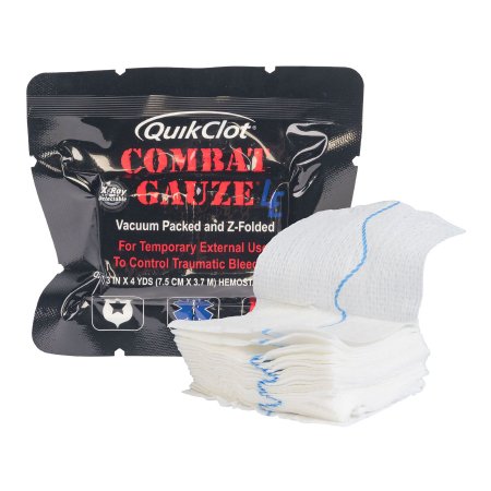 North American Rescue Hemostatic Dressing QuikClot® Combat Gauze LE™ 3 Inch X 4 Yard 1 Count Sterile - Each - 30-0109-EA