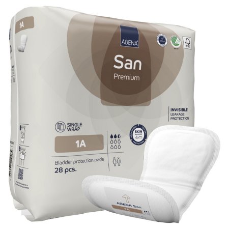 Abena North America Bladder Control Pad Abena® San Premium 3.9 X 11 Inch Light Absorbency Fluff / Polymer Core Size 1A - Case of 336 - 1000021302-CS