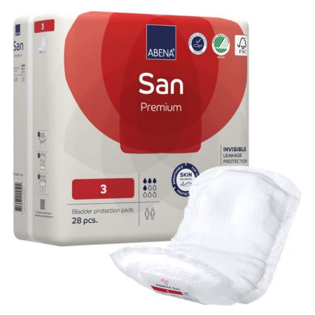 Abena North America Bladder Control Pad Abena® San Premium 4.3 X 12.9 Inch Light Absorbency Fluff / Polymer Core Size 3 - Case of 196 - 1000021304-CS
