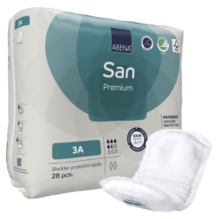 Abena North America Bladder Control Pad Abena® San Premium 4.3 X 12.9 Inch Moderate Absorbency Fluff / Polymer Core Size 3A - Pack of 28 - 1000021305-PK